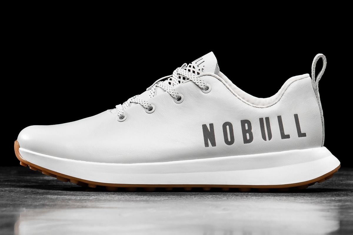 Nobull Leather Men\'s Golf Shoes White | Australia (NR5832)